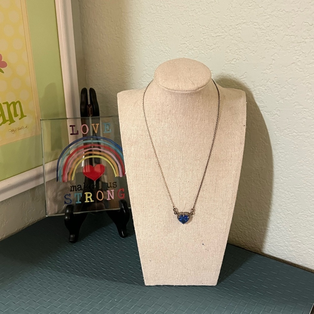 Elegant Blue Heart Pendant Necklace #JW7